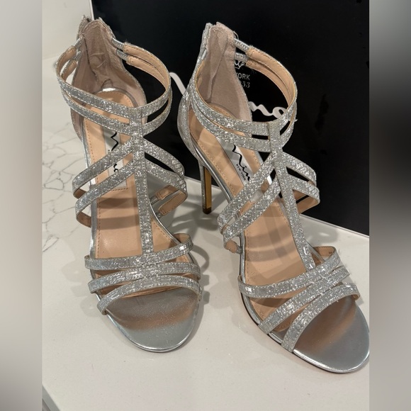 Nina Sparkling Silver Strappy Heels - Picture 9 of 9